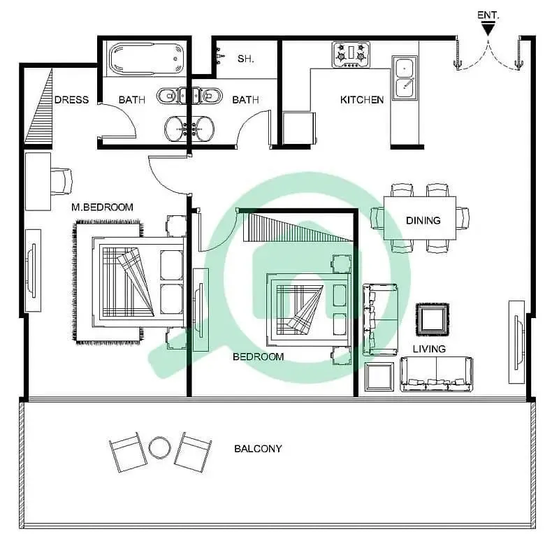 Contemporary 2-Bedroom Apartment In Silverene Dubai